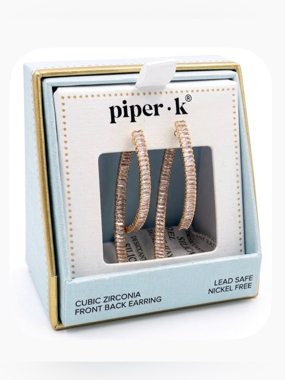 NWT ⚜️💎⚜️ Piper K Cubic Zirconia Front Back Hoop Earrings